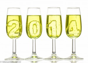 2014 in champagneglazen met echte bubbels, kaart van Wijnand Loven op kaartje2go.nl