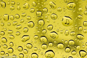 Muzieknoten dmv waterdruppels vermenigvuldigd