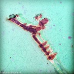 Jumping man made of corrosion on Instagram