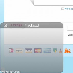 Het trackpad in de Puffin Free browser app waarmee je een muis actie kan simuleren