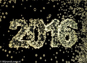 Het jaartal 2016 in champagne met echte bubbels!